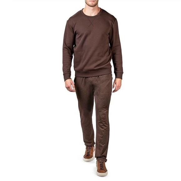 Natori Men's Brown Brushed Fleece Bagani Classic-Fit Comfort Sweatshirt Size XXL - Picture 1 of 6